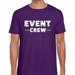 Personeel t-shirt paars met event crew bedrukking voor heren