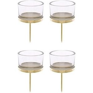Kerststukje maken onderdelen - 4x stuks gouden kaarsenhouders / waxinelichthouders voor in een kerststukje