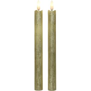 Kaarsen set van 8x stuks Led dinerkaarsen glitter goud 24 cm - Woondecoratie - Elektrische kaarsen