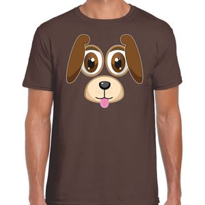 Bellatio Decorations dieren verkleed t-shirt heren - hond gezicht - carnavalskleding - bruin