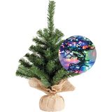 Mini kerstboom 45 cm - met kerstverlichting gekleurd 300 cm - 40 leds