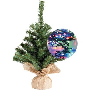 Mini kerstboom 45 cm - met kerstverlichting gekleurd 300 cm - 40 leds