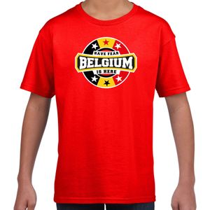 Have fear Belgium / Belgie is here supporter shirt / kleding met sterren embleem rood voor kids