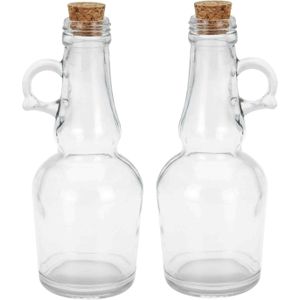 Alpina Olie-en azijnfles set - met kurk - glas - 250 ml