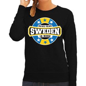 Have fear Sweden / Zweden is here supporter trui / kleding met sterren embleem zwart voor dames