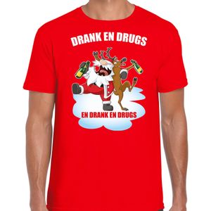 Rood  Kerst shirt/ Kerstkleding Drank en drugs voor heren