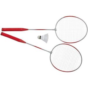 Badminton rackets en shuttle setje - kunststof - rood - buiten spelen - tennis