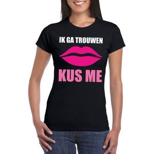 Vrijgezellenfeest bruid t-shirt zwart  kus me dames