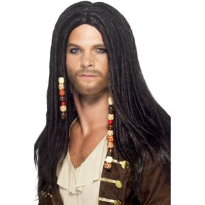 Piraten pruik zwart met dreads