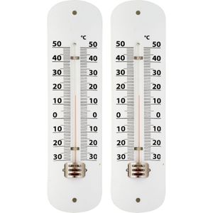 2x Wit Metalen Tuin Thermometer - Buitenthermometers