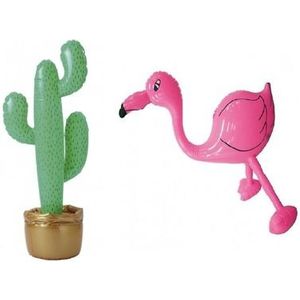 Grote opblaasbare cactus en flamingo