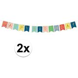 2x Happy Birthday feest slinger 175 cm