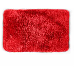 Spirella badkamer vloer kleedje/badmat tapijt - hoogpolig en luxe uitvoering - rood - 40 x 60 cm - Microfiber