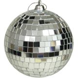 Othmar Decorations disco kerstballen - 2x - zilver - 10 cm - kunststof