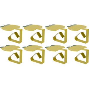 Decoris tafelkleedklemmen - 8x - citroen - geel - ijzer - 7 x 4 cm