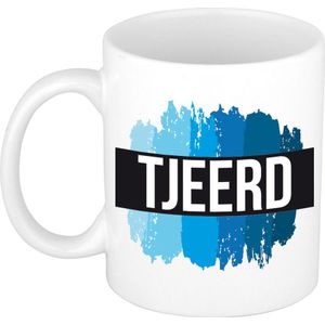 Tjeerd naam / voornaam kado beker / mok verfstrepen - Gepersonaliseerde mok met naam
