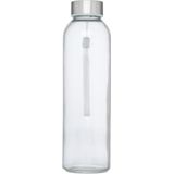 2x stuks glazen waterfles/drinkfles met grijze softshell bescherm hoes 500 ml