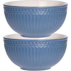 Excellent Houseware Soepkommen/serveer schaaltjes - 2x - Roman Style - D14 x H7 cm - nacht blauw