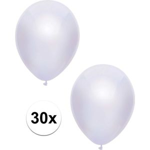 30x Witte metallic heliumballonnen 30 cm