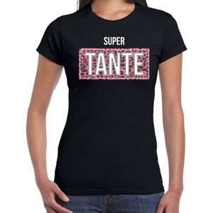 Super tante cadeau t-shirt met panter print zwart voor dames
