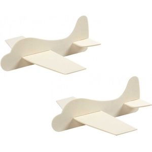 Set van 6x stuks hobby vliegtuigen hout zelf inkleurbaar 21.5x25.5 cm