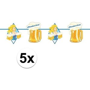 5x Beierse/Bayern print slinger met bier 10 meter feestversiering