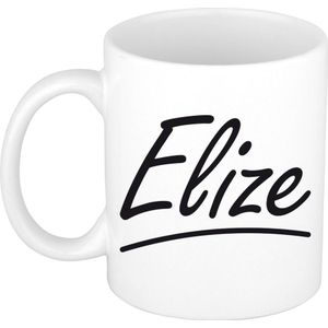 Elize voornaam kado beker / mok sierlijke letters - gepersonaliseerde mok met naam