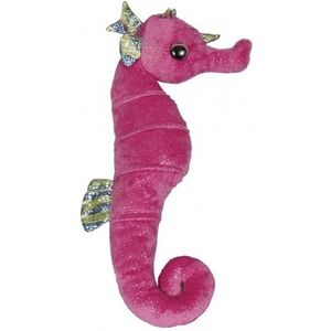 Pluche knuffeldier roze zeepaardje met glitters 35 cm