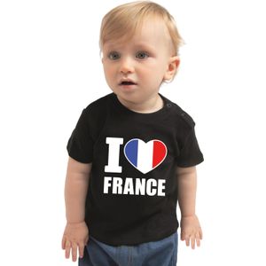 I love France / Frankrijk landen shirtje zwart voor babys