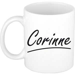 Corinne voornaam kado beker / mok sierlijke letters - gepersonaliseerde mok met naam