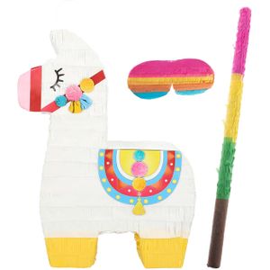 Boland Verjaardag Pinata Lama - 45 x 33 cm - papier - set met stok en masker - kinderfeestje