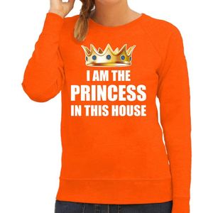 Woningsdag Im the princess in this house sweater / trui voor thuisblijvers tijdens Koningsdag oranje dames