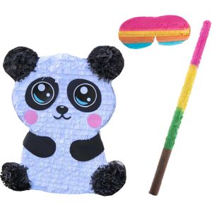 Funny Fashion Verjaardag Pinata Panda beer - 48 x 38 cm - papier - set met stok en masker