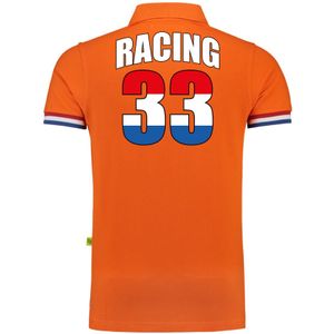 Racing 33 autocoureur / autosport supporter polo shirt oranje luxe kwaliteit - 200 gram katoen - voor heren