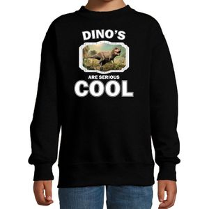 Sweater dinosaurs are serious cool zwart kinderen - dinosaurussen/ stoere t-rex dinosaurus trui