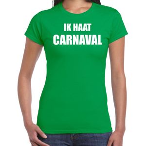 Carnaval verkleed shirt groen voor dames ik haat carnaval - kostuum