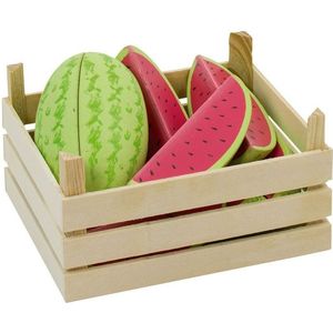 Houten fruitkist met watermeloenen