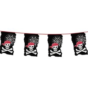 Plastic piraten vlaggenlijnen slingers 10 meter