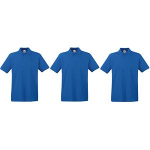 3-Pack maat XL blauw poloshirt premium van katoen voor heren