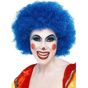 Blauwe clown pruik voor volwassenen