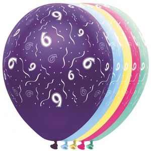 20x stuks Helium leeftijd verjaardag ballonnen 6 jaar thema