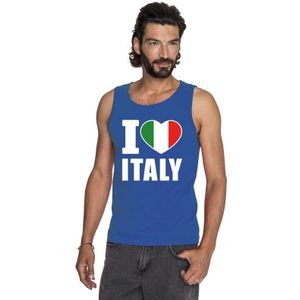 I love Italie supporter mouwloos shirt blauw heren