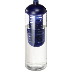 Blauwe drinkfles/waterfles tranparant met fruit infuser 850 ml