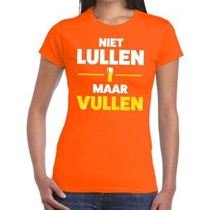 Niet Lullen maar Vullen fun t-shirt oranje voor dames