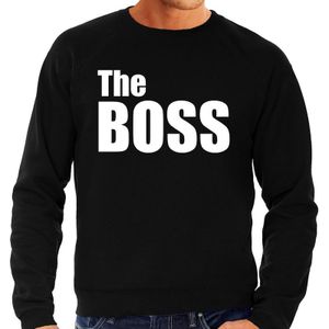 The boss zwarte trui / sweater met witte tekst voor heren / koppels / bruidspaar