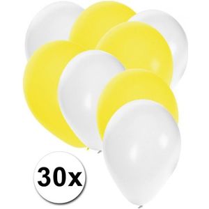 Witte en gele ballonnen 30 stuks
