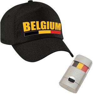 Supporters verkleed set Belgie pet zwart met schminkstift