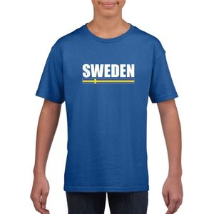 Zweedse supporter t-shirt blauw voor kinderen