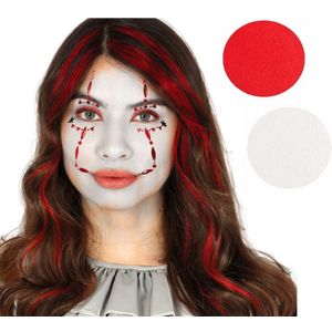 Horror clown gezicht versiering set met plakdiamantjes en schmink