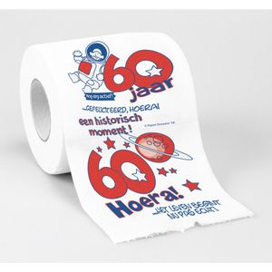 2x Toiletrollen/wc-papier 60 jaar cadeau feestversiering/decoratie